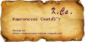 Kapronczai Csatár névjegykártya